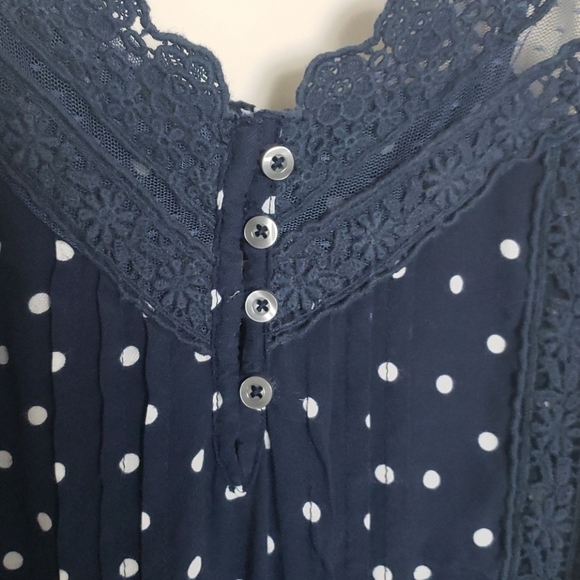 Hollister Navy and white polka dot tank - Picture 3 of 8